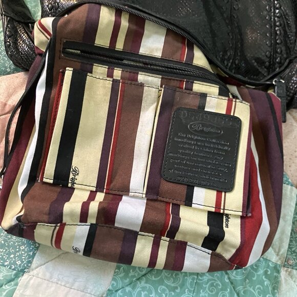 Brighton Black Leather Purse Womens Hobo Slouchy Faux Snakeskin Western Buckle - Picture 10 of 16